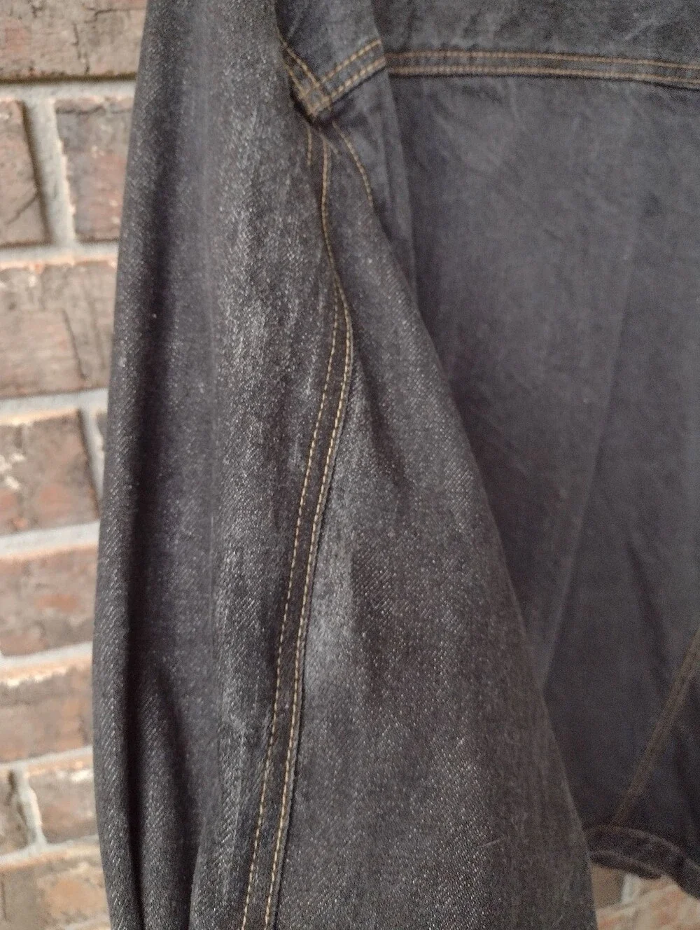 Absence Of Color Jean Trucker Jacket Black Men XXL Flap Pockets Distressed Biker
